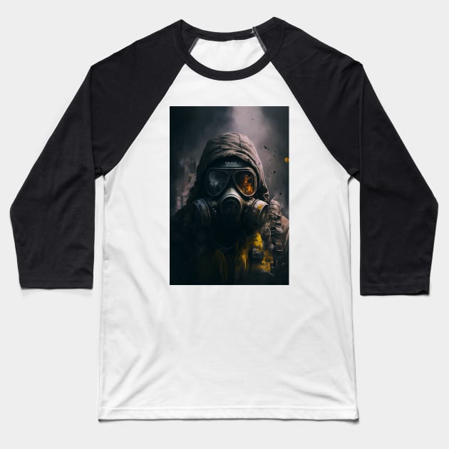 Man In Gas Mask Baseball T-Shirt by TortillaChief